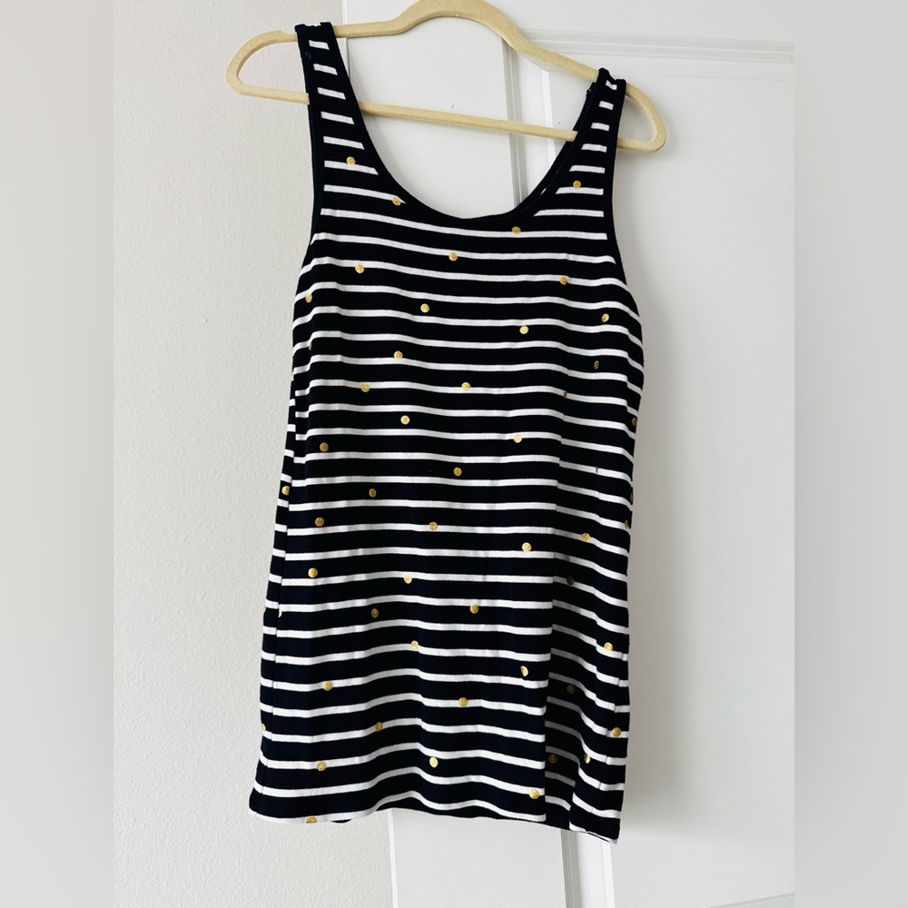 a new day Black and White Striped Tank Top with Gold Accents